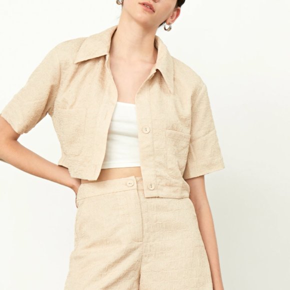 High Waisted Summer Shorts Beige Small NWT - Picture 5 of 7